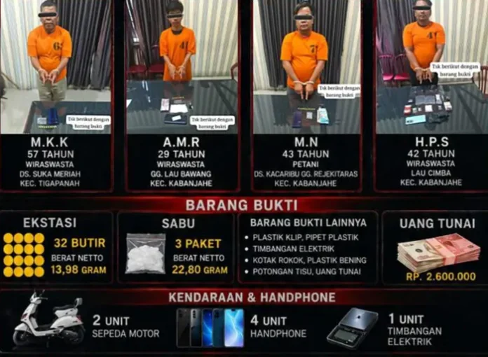 Satresnarkoba Polres Karo Bongkar 4 Kasus Narkotika
